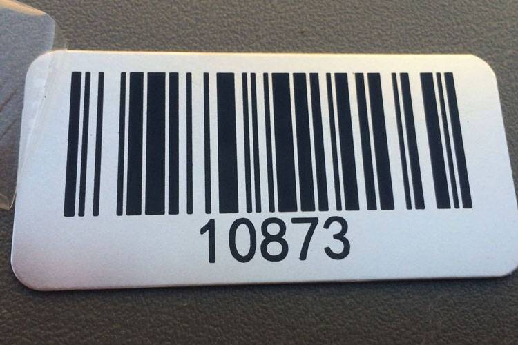 laser engraved bar code on a metal sheet