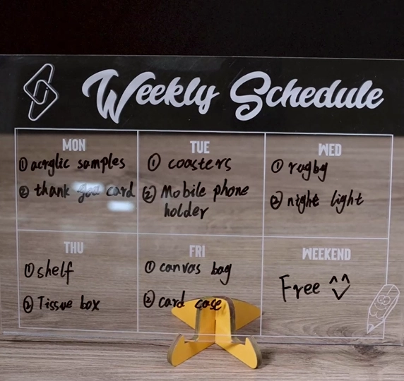 acrylic weekly planner cover