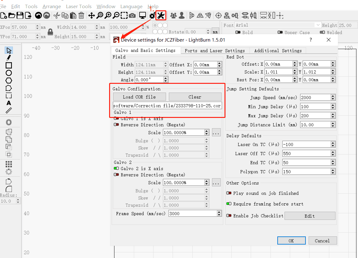 laser marking setting