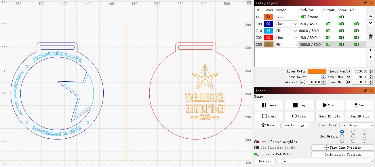 laser cutting dual material medal 1