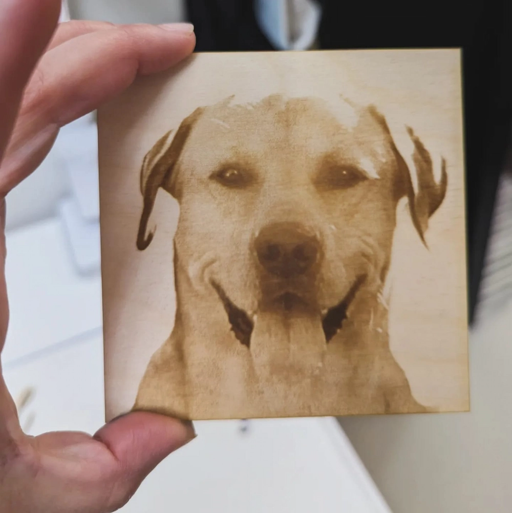 laser engraved photos on wood birch