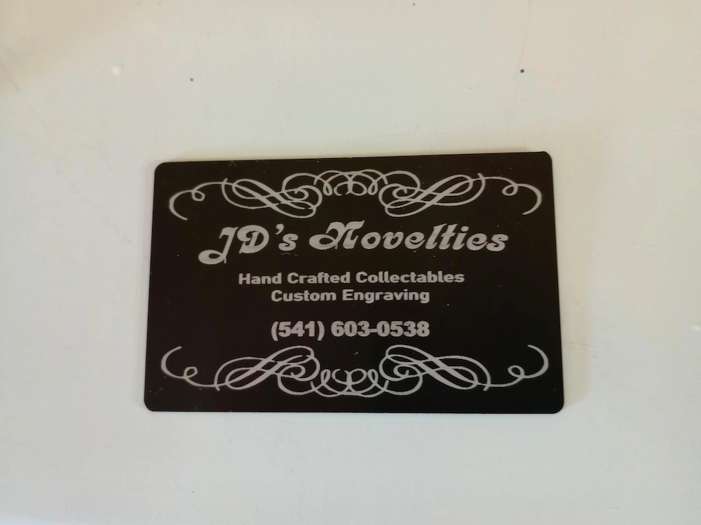 laser engraving aluminum business card