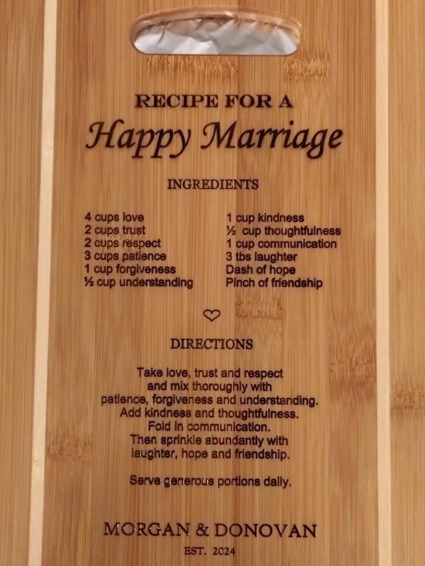 bamboo laser engraving cutting board wedding margaret planta