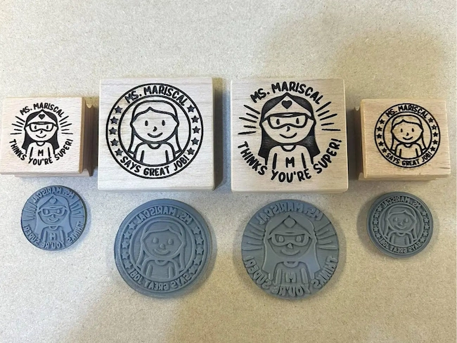 laser cut and engrave rubber stamp