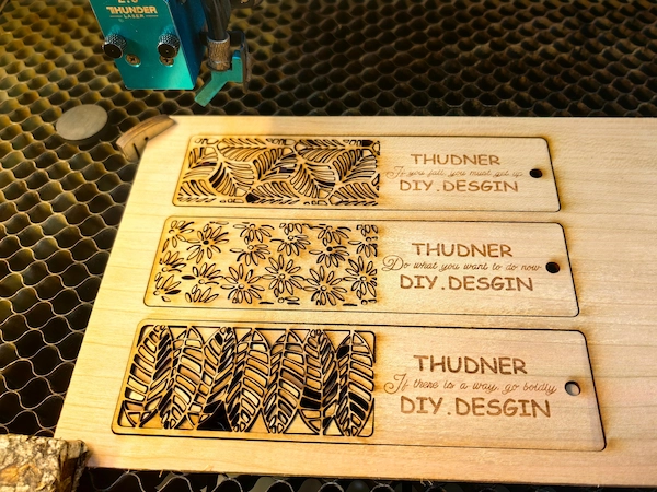 laser engraver wooden bookmark finish