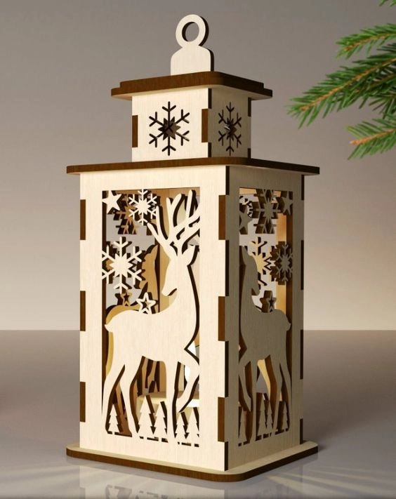 christmas laser engraving ideas wood lantern