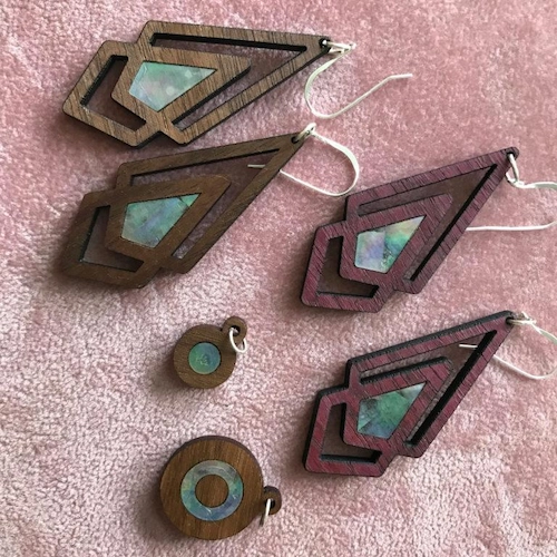 laser cut mother of pearl earrings