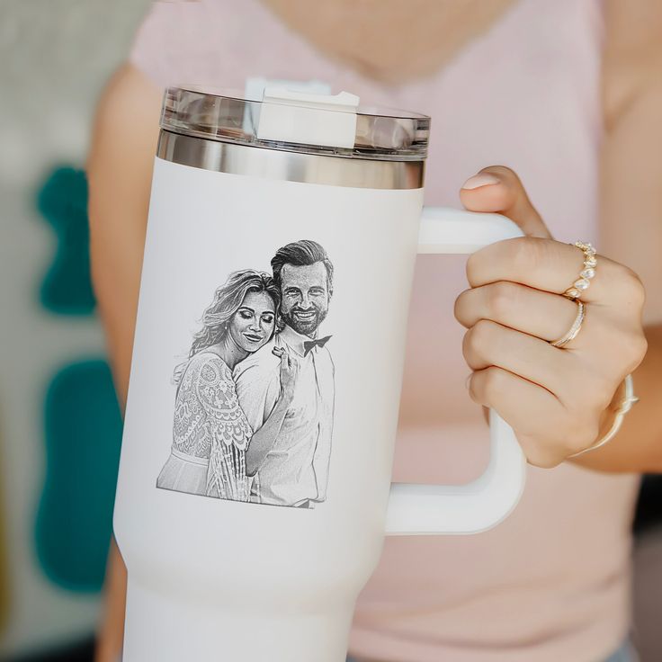 Personalized 40 oz Laser Engraved Valentines Tumbler Custom Portrait Design Unique Christmas