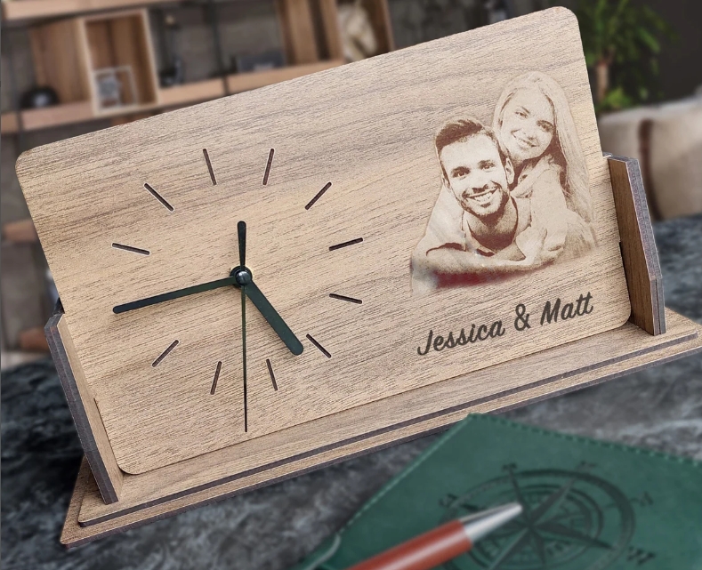 laser engraved valentine's anniversary clock