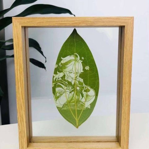 Leaf Carving Handmade Photo DIY Anime Art Genshin Impact Gift Wrap Unique Design Personalized Customized Engrave Frame